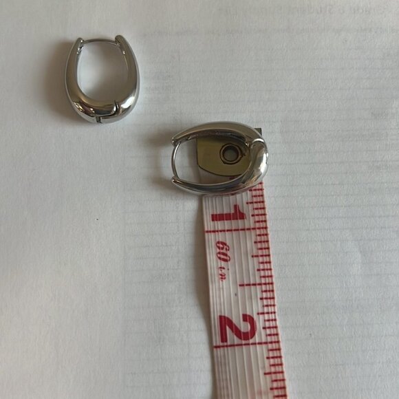 Silver Tone Drop Shape Earrings - Picture 8 of 8